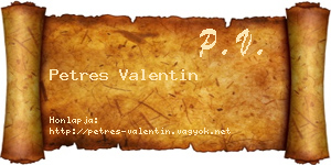 Petres Valentin névjegykártya